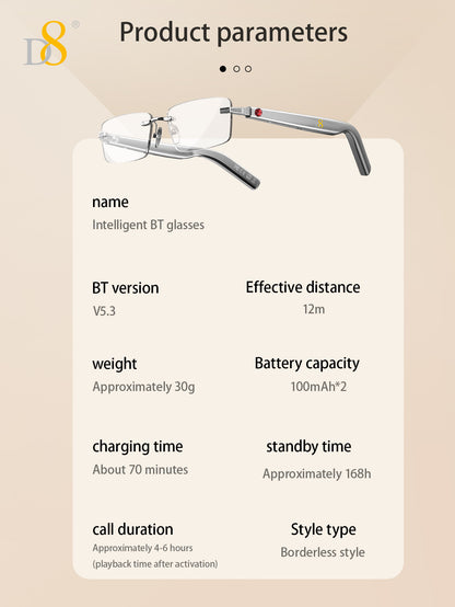 D8 Smart Bluetooth Glasses – Women’s Photochromic Blue Light Office Reading Glasses