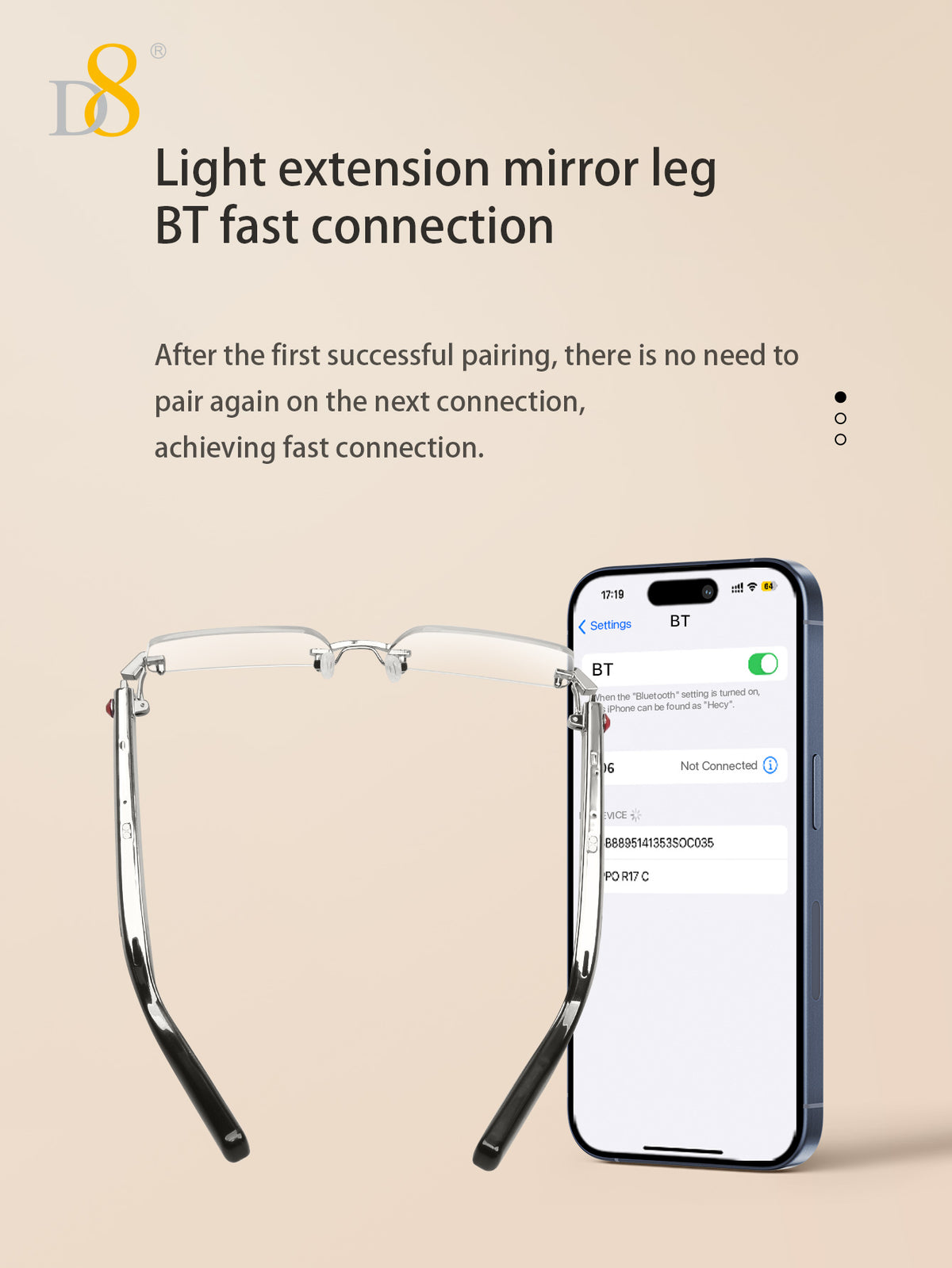 D8 Smart Bluetooth Glasses – Women’s Photochromic Blue Light Office Reading Glasses