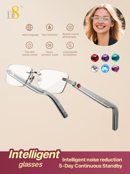 D8 Smart Bluetooth Glasses – Women’s Photochromic Blue Light Office Reading Glasses
