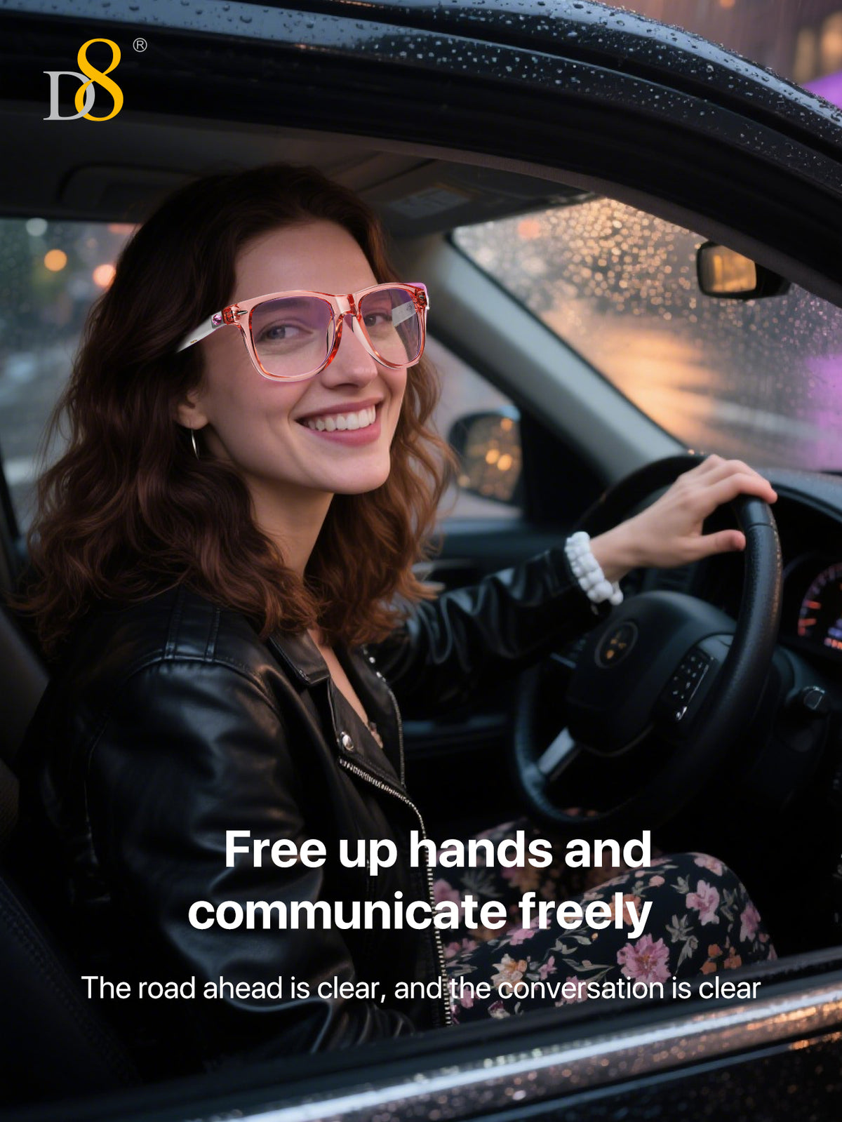 D8 Women’s Smart Bluetooth Glasses – Photochromic Blue Light UV Protection