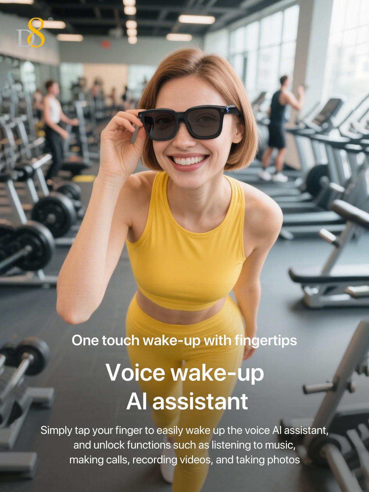 D8 AI Translation Smart Glasses – 110 Languages, UV Audio, Business Travel Edition