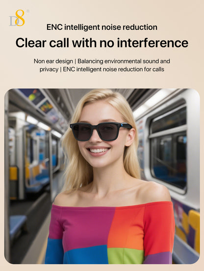 D8 AI Translation Smart Glasses – 110 Languages, UV Audio, Business Travel Edition