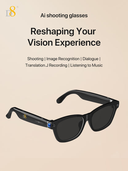 D8 AI Translation Smart Glasses – 110 Languages, UV Audio, Business Travel Edition
