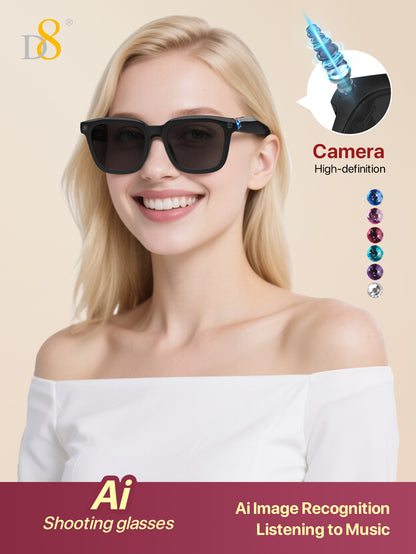 D8 AI Translation Smart Glasses – 110 Languages, UV Audio, Business Travel Edition