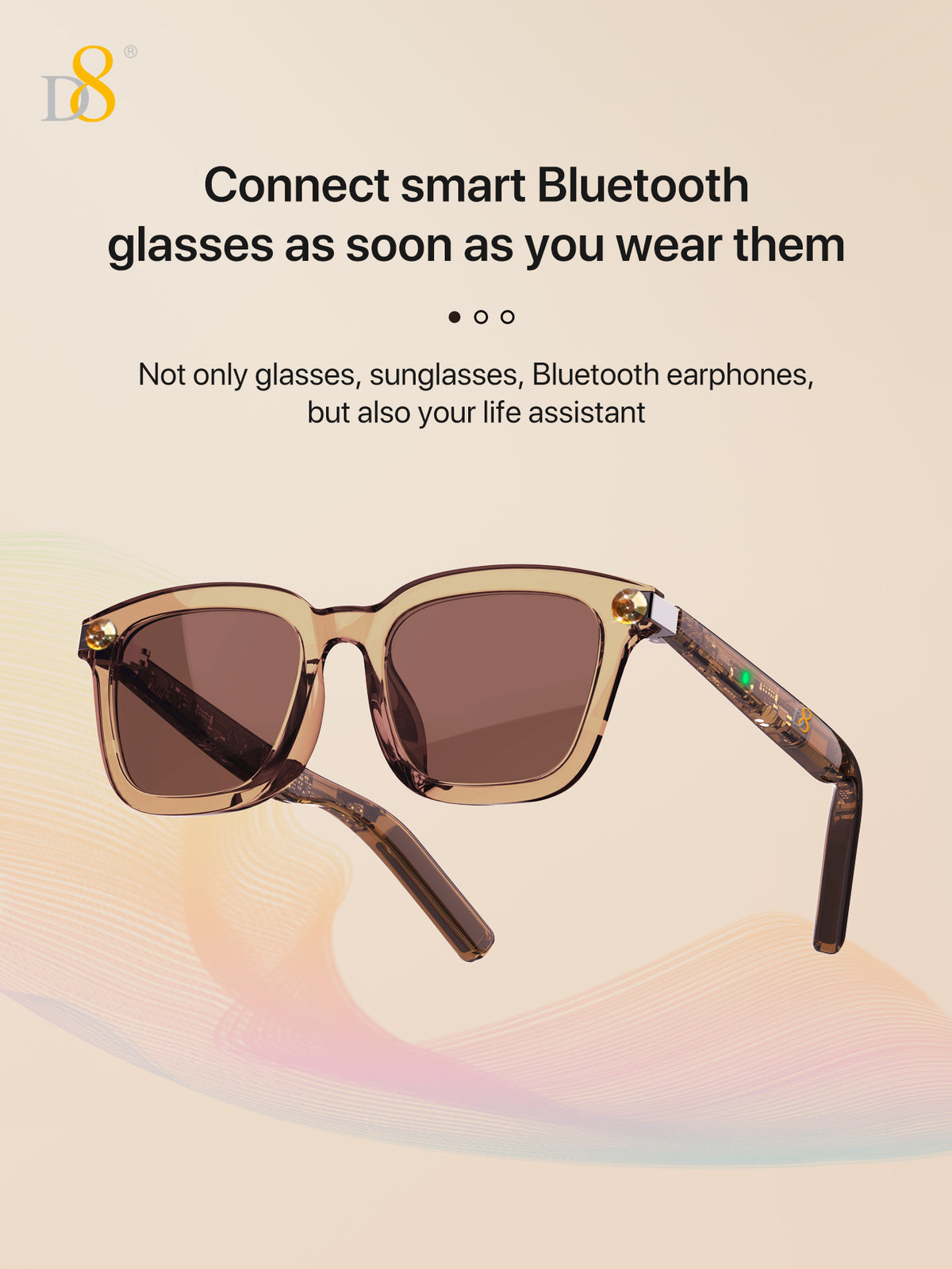 D8 Smart Bluetooth Glasses – Anti-Blue Light UV400 Wireless Audio Eyewear