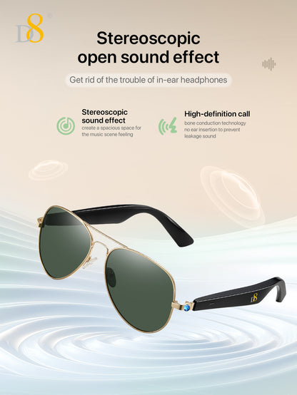 D8 Smart Bluetooth Glasses UV400 Voice Control (Black)