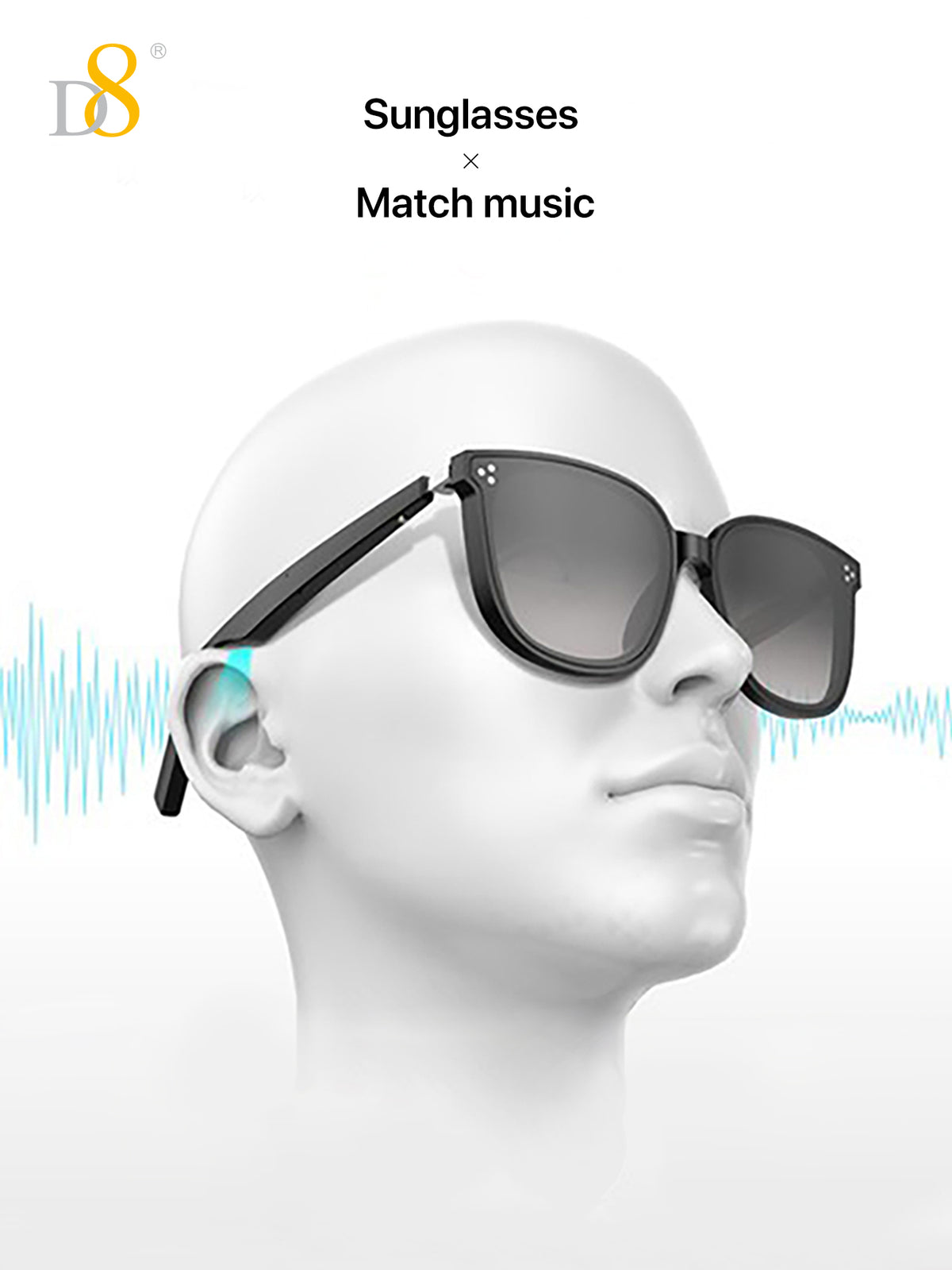 D8 hand-applied diamonds Smart Wireless Glasses,(Music&Call) for Smart Devices ，for Men&Women，Connect Mobile Phones & Tablets，When you Cycling,play gaming,enjoy music or call, Holiday Gift Valentine's Day Gift Christmas Gifts,Must-Haves For Autumn