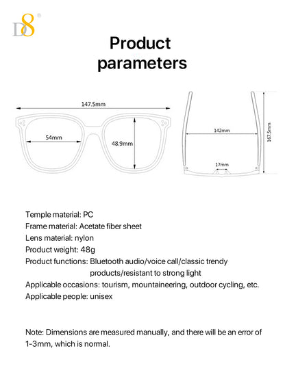 D8 hand-applied diamonds Smart Wireless Glasses,(Music&Call) for Smart Devices ，for Men&Women，Connect Mobile Phones & Tablets，When you Cycling,play gaming,enjoy music or call, Holiday Gift Valentine's Day Gift Christmas Gifts,Must-Haves For Autumn