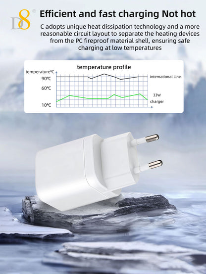 D8 33W USB-C Wall Charger – Fast Charging for iPhone & MacBook