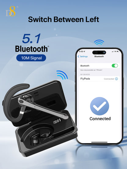 D8 Wireless Earbuds – LED Battery Display, Deep Bass, Noise Canceling