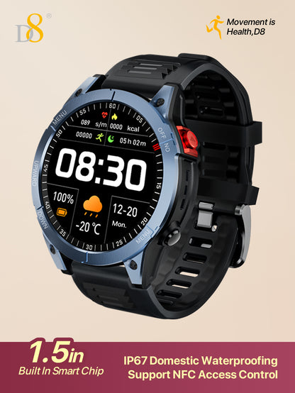 D8 Smart Watch for Men – Fitness Tracker, 100+ Sport Modes, IP67 Waterproof, Sleep Monitor, Call Function