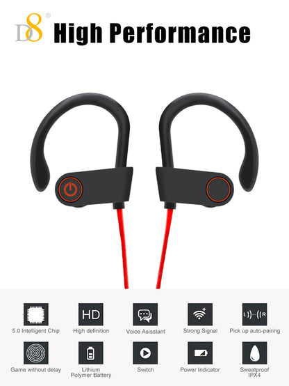 D8 Sports Wireless Earbuds – 10 Hours Playtime, Bluetooth 5.3, Deep Bass