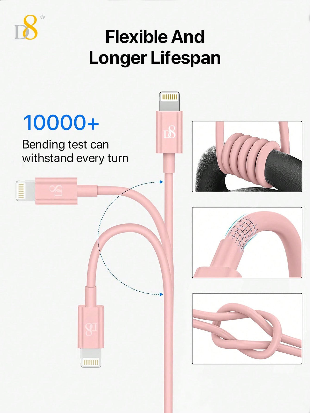 
Apple MFi certified Dynamic8 USB-A to Lightning cable for iPhone fast charging
