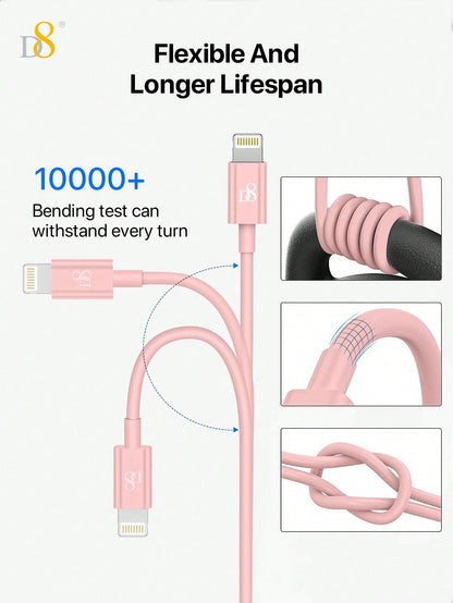 
Apple MFi certified Dynamic8 USB-A to Lightning cable for iPhone fast charging
