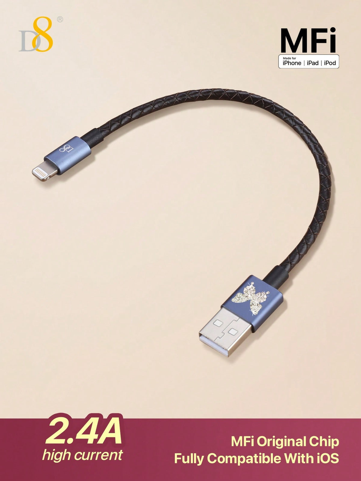 
Cable styled next to fashion accessories (watch, wallet), reinforcing its persona as both tech gear and lifestyle accessory.
