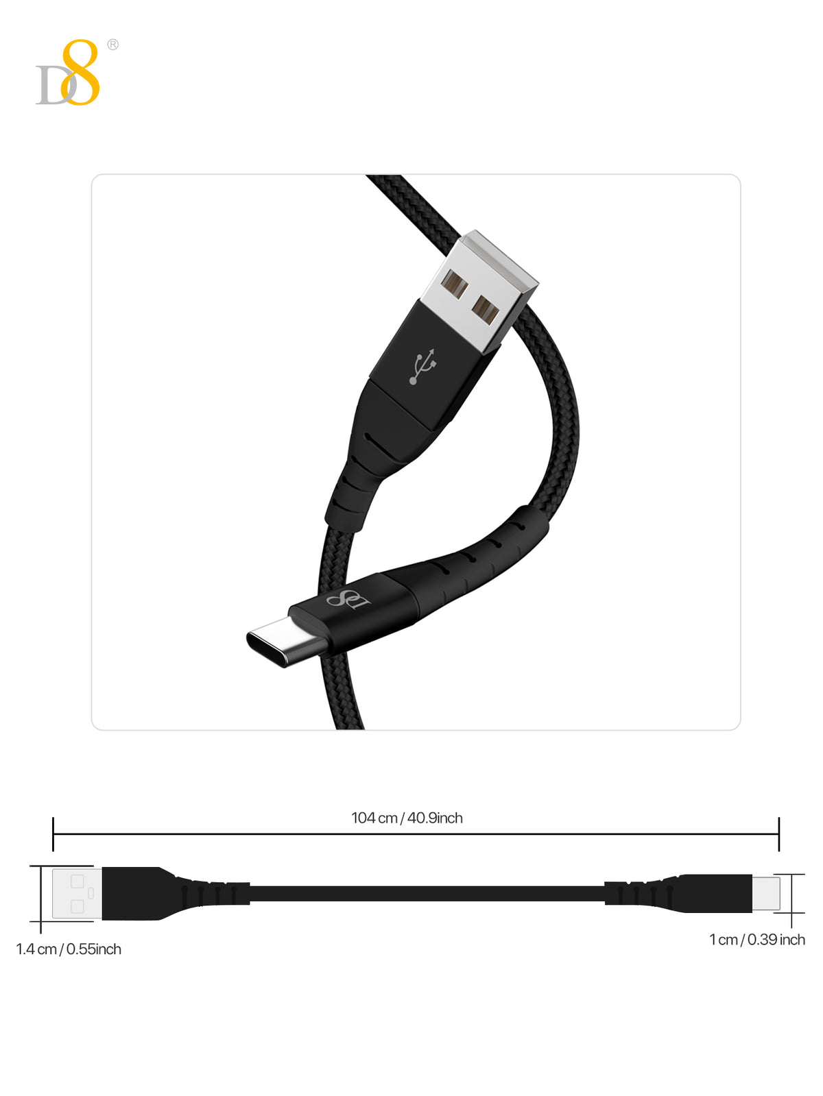 Nylon Braided Type-C to USB Cable | Dynamic8