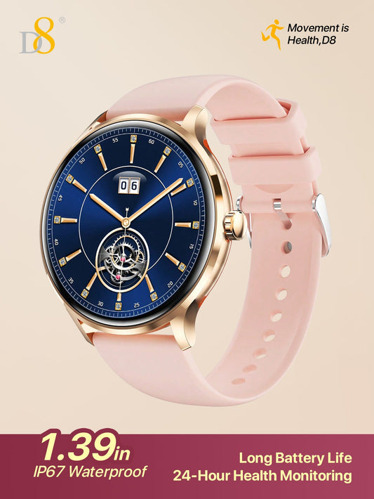 D8 Women's Smartwatch IP67 Waterproof Fitness Tracker 100+ Sports Modes