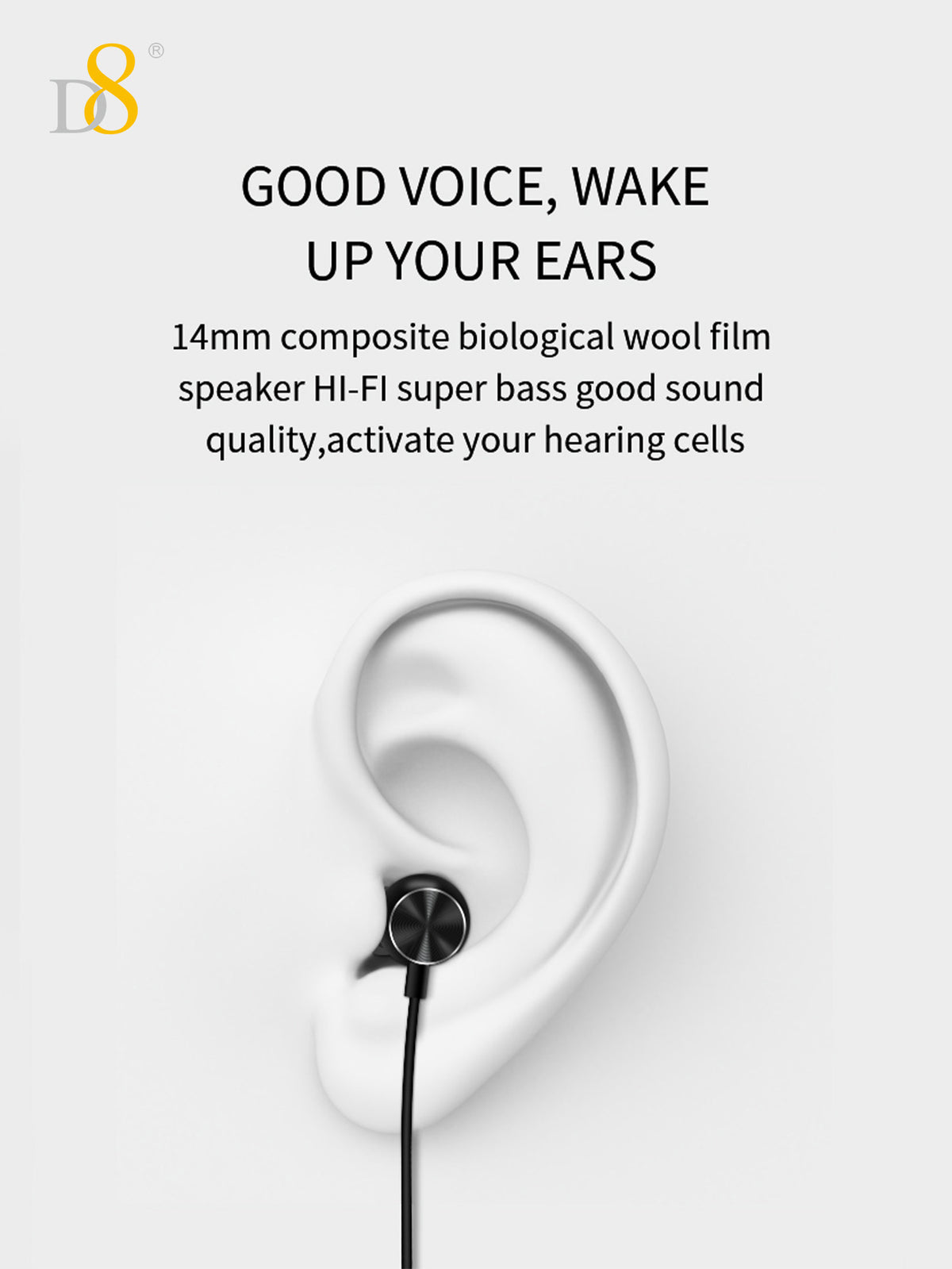 D8 Neckband Wireless Headphones – 100H Bluetooth, Waterproof, Mic
