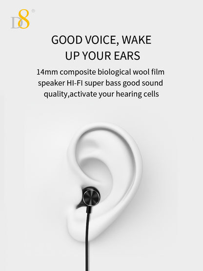 D8 Neckband Wireless Headphones – 100H Bluetooth, Waterproof, Mic